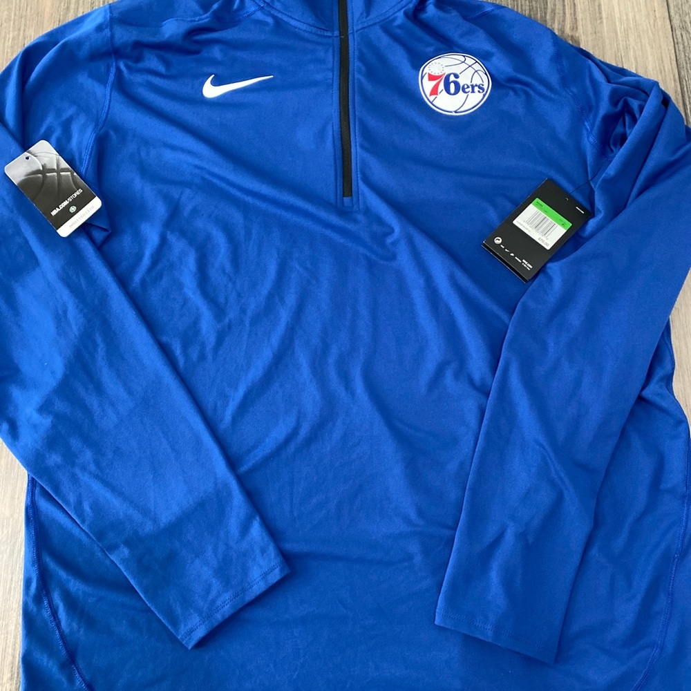 NWT Nike DRI-FIT Philadelphia 76ers Sixers Blue XL NBA Long Sleeve Pullover